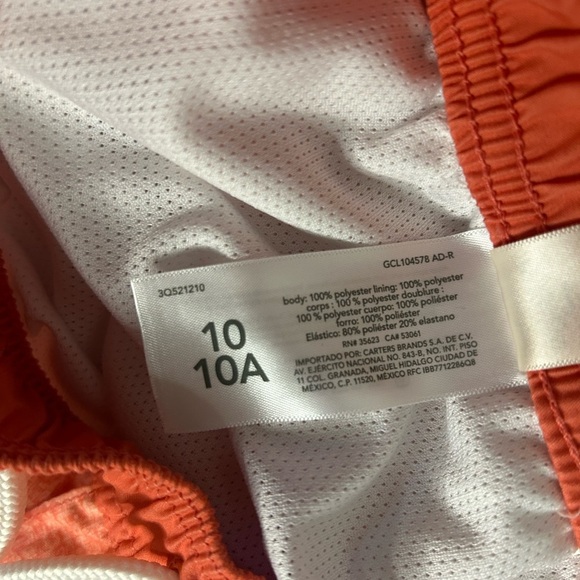 Boy’s Oshkosh B’gosh Orange Striped Swim Shorts, Size 10 - Picture 4 of 7
